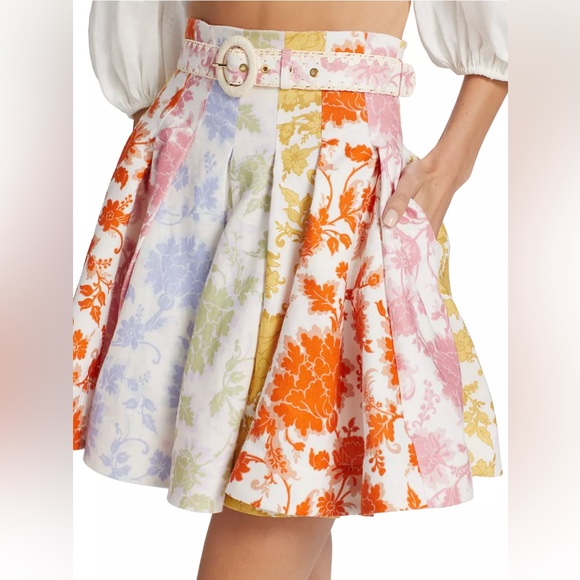 Zimmermann Rainbow Multi Linen Skirt Size 0 NWT - Picture 4 of 9